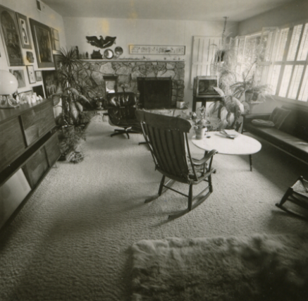 Black and white photo of Erich Joiner childhood living room