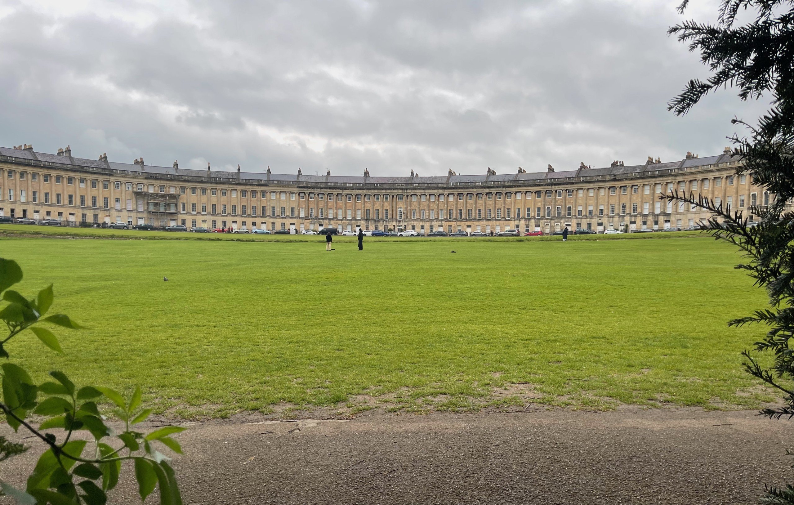 Panoramic view of the Royal Crescent terraced houses in Bath, England