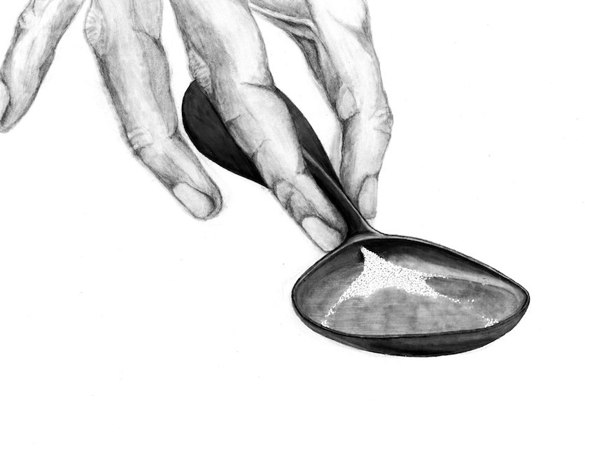 A drawing of designer Aldo Bakker’s Salt Cellar