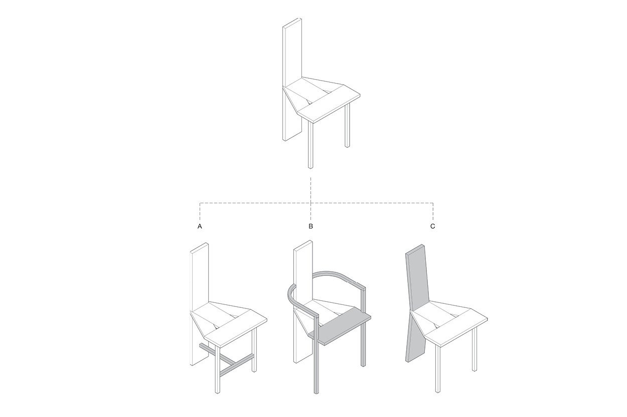 A drawing adding additional components to a chair