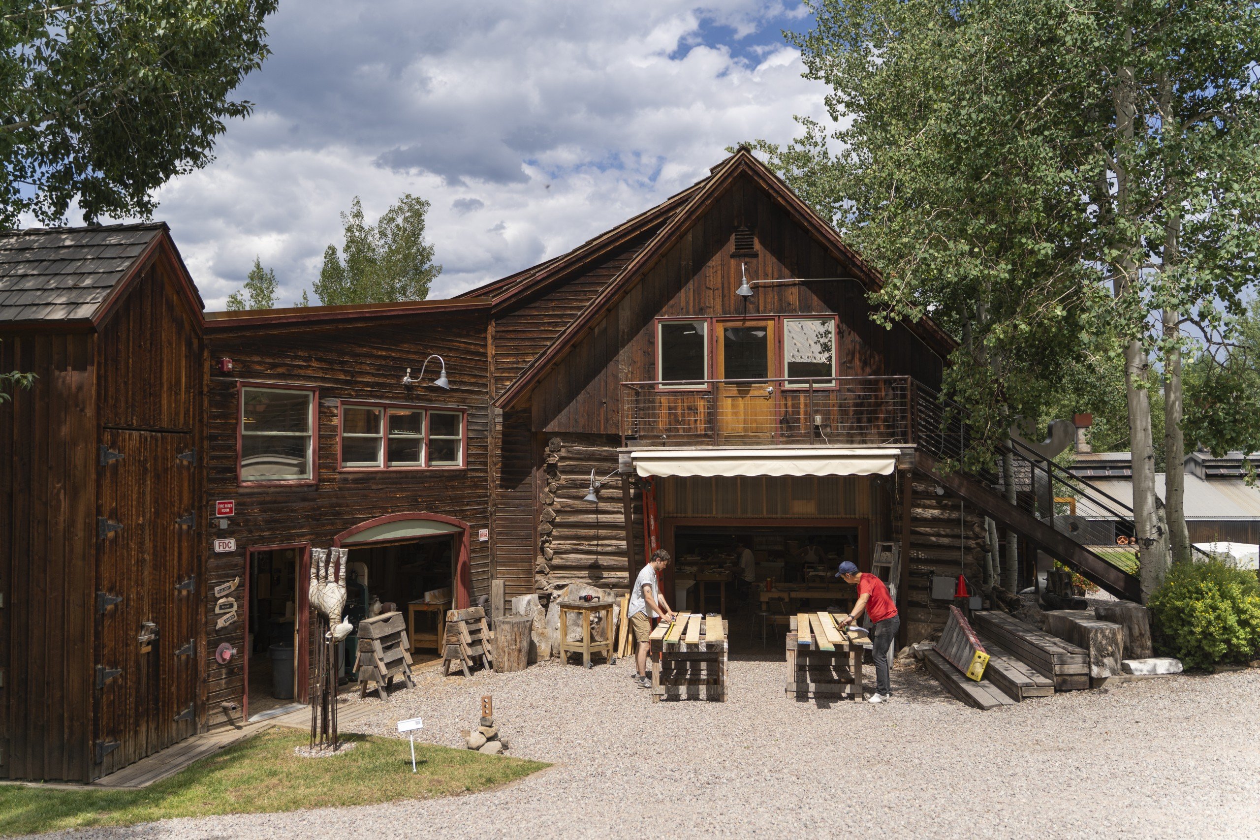 Exterior of wooden barn arts center at Anderson Ranch in Colorado